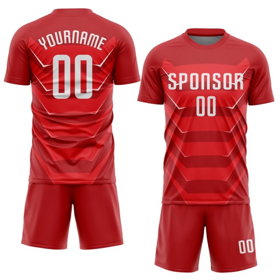 Fußballuniform Custom Weiß Trikot Sublimation Rot Fußballuniform Custom Weiß Trikot Sublimation Rot