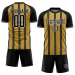 Linie Schwarz Gold-Weiß Custom Fußball Alte Uniform Trikot Sublimation Linie Schwarz Gold-Weiß Custom Fußball Alte Uniform Trikot Sublimation