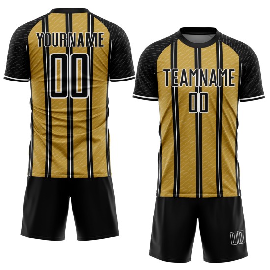 Linie Schwarz Gold-Weiß Custom Fußball Alte Uniform Trikot Sublimation Linie Schwarz Gold-Weiß Custom Fußball Alte Uniform Trikot Sublimation