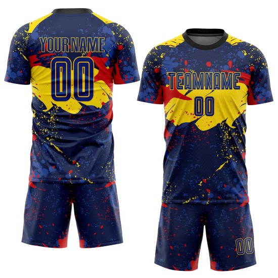 Fußballfigur Trikot Sublimation Custom Royal-Gold Uniform Fußballfigur Trikot Sublimation Custom Royal-Gold Uniform