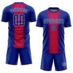 Fußball Sublimation Uniform Royal-Weiß Trikot Custom Rot Fußball Sublimation Uniform Royal-Weiß Trikot Custom Rot