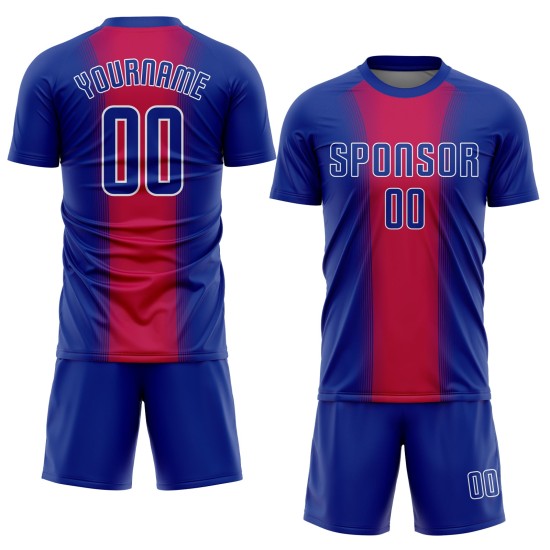 Fußball Sublimation Uniform Royal-Weiß Trikot Custom Rot Fußball Sublimation Uniform Royal-Weiß Trikot Custom Rot
