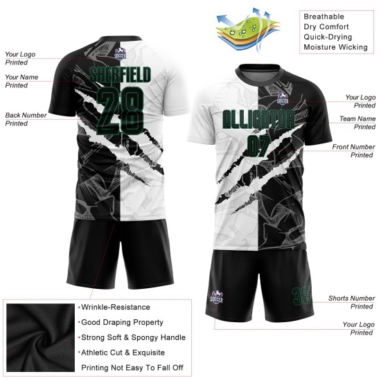 Scratch Sublimation Uniform Jersey Grün Graffiti Fußball Muster Schwarz-Kelly Custom Scratch Sublimation Uniform Jersey Grün Graffiti Fußball Muster Schwarz-Kelly Custom