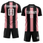 Custom Line Weiß-Mittelschwarz Fußball Sublimation Trikot Uniform Pink Custom Line Weiß-Mittelschwarz Fußball Sublimation Trikot Uniform Pink