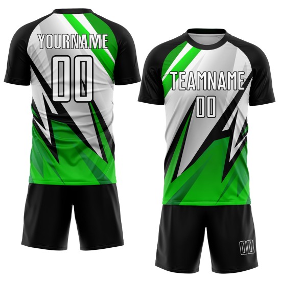 Sublimation Uniform Fußball Weiß-Aurora Schwarz Grün Custom Jersey Sublimation Uniform Fußball Weiß-Aurora Schwarz Grün Custom Jersey