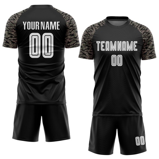 Fußball Schwarz Custom Uniform Jersey Sublimation Weiß-Camo Fußball Schwarz Custom Uniform Jersey Sublimation Weiß-Camo