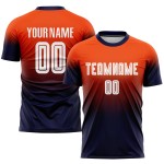 Mode Jersey Custom Sublimation Fade Fußball Weiß-Navy Orange Uniform Mode Jersey Custom Sublimation Fade Fußball Weiß-Navy Orange Uniform