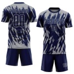 Sublimationstrikot Fußball Custom Navy Grau Uniform Sublimationstrikot Fußball Custom Navy Grau Uniform