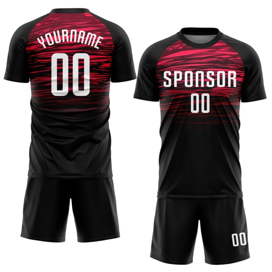 Benutzerdefinierte weiß-rote Trikot Uniform Sublimation Fußball schwarz Benutzerdefinierte weiß-rote Trikot Uniform Sublimation Fußball schwarz