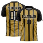 Linie Schwarz Gold-Weiß Custom Fußball Alte Uniform Trikot Sublimation Linie Schwarz Gold-Weiß Custom Fußball Alte Uniform Trikot Sublimation