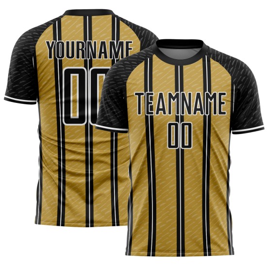 Linie Schwarz Gold-Weiß Custom Fußball Alte Uniform Trikot Sublimation Linie Schwarz Gold-Weiß Custom Fußball Alte Uniform Trikot Sublimation