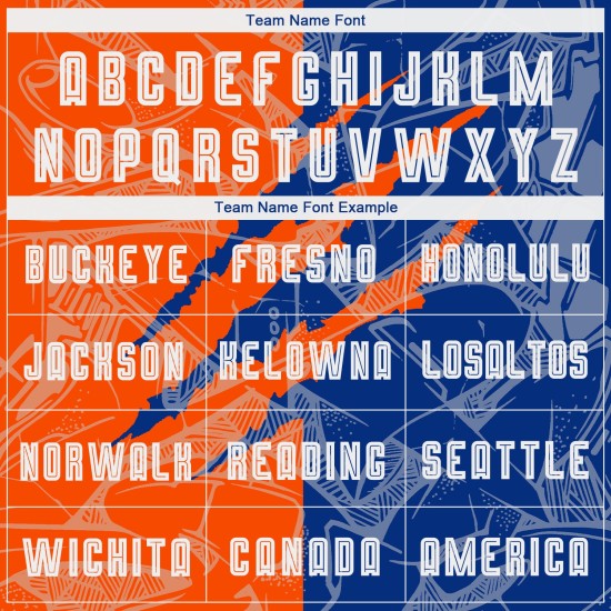 Sublimation Fußball Muster Graffiti Scratch Royal-Orange Custom Uniform Jersey Sublimation Fußball Muster Graffiti Scratch Royal-Orange Custom Uniform Jersey