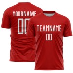 Rotes Trikot, weiße Fußballuniform, benutzerdefinierte Sublimation Rotes Trikot, weiße Fußballuniform, benutzerdefinierte Sublimation