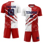 Jersey Uniform Kratzmuster USA Sublimation Fußball Marine-Rot Custom Graffiti Jersey Uniform Kratzmuster USA Sublimation Fußball Marine-Rot Custom Graffiti