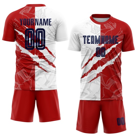Jersey Uniform Kratzmuster USA Sublimation Fußball Marine-Rot Custom Graffiti Jersey Uniform Kratzmuster USA Sublimation Fußball Marine-Rot Custom Graffiti