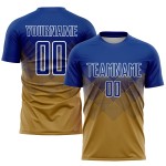 Gold Fußballuniform Royal-White Jersey Alte benutzerdefinierte Sublimation Gold Fußballuniform Royal-White Jersey Alte benutzerdefinierte Sublimation