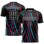 Fußball Schwarz Schwarz Jersey Custom Blau-Rosa Sublimation Uniform Licht Fußball Schwarz Schwarz Jersey Custom Blau-Rosa Sublimation Uniform Licht