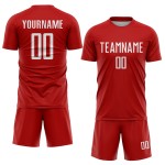 Rotes Trikot, weiße Fußballuniform, benutzerdefinierte Sublimation Rotes Trikot, weiße Fußballuniform, benutzerdefinierte Sublimation