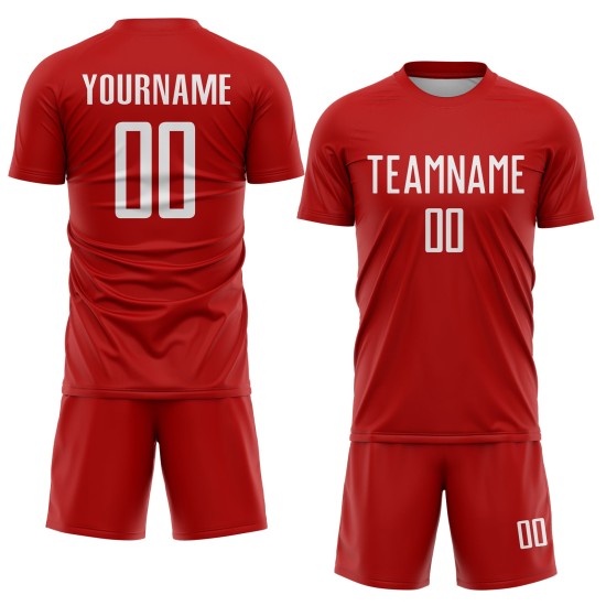 Rotes Trikot, weiße Fußballuniform, benutzerdefinierte Sublimation Rotes Trikot, weiße Fußballuniform, benutzerdefinierte Sublimation