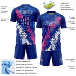 Benutzerdefinierte tropfende Sublimation Kunst rosa-weiß Jersey Fußball Royal Uniform Splatter Benutzerdefinierte tropfende Sublimation Kunst rosa-weiß Jersey Fußball Royal Uniform Splatter