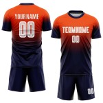 Mode Jersey Custom Sublimation Fade Fußball Weiß-Navy Orange Uniform Mode Jersey Custom Sublimation Fade Fußball Weiß-Navy Orange Uniform