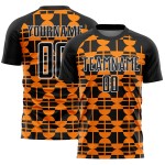 Uniform Schwarz Formen Orange-Weiß Sublimation Fußball Jersey Bay Geometrisch Benutzerdefinierte Uniform Schwarz Formen Orange-Weiß Sublimation Fußball Jersey Bay Geometrisch Benutzerdefinierte