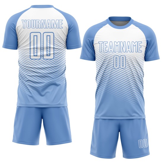 Linien Uniform Sublimation Jersey Weiß Blau Licht Fußball Custom Linien Uniform Sublimation Jersey Weiß Blau Licht Fußball Custom