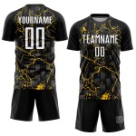 Fußballtrikot Uniform Lightning Custom Sublimation Schwarz Weiß-Gelb Fußballtrikot Uniform Lightning Custom Sublimation Schwarz Weiß-Gelb