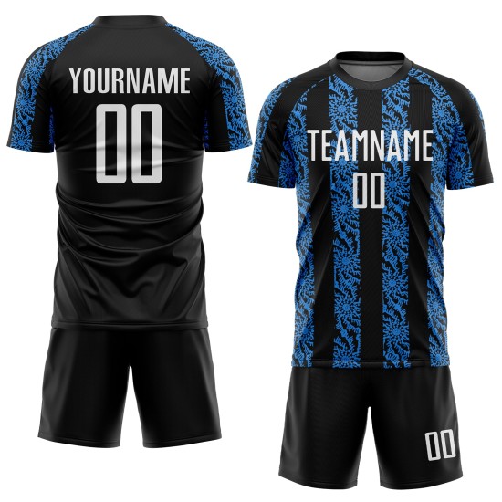 Sublimation Abstrakt Weiß-Pulver Schwarz Fußball Jersey Custom Blau Form Uniform Sublimation Abstrakt Weiß-Pulver Schwarz Fußball Jersey Custom Blau Form Uniform