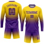 Fußball Ärmel Custom Jersey Fade Fashion Lila Gold Sublimation Lange Uniform Fußball Ärmel Custom Jersey Fade Fashion Lila Gold Sublimation Lange Uniform