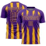 Benutzerdefinierte Gold Uniform Fußball Lila Jersey Abstrakte Streifen Sublimation Benutzerdefinierte Gold Uniform Fußball Lila Jersey Abstrakte Streifen Sublimation