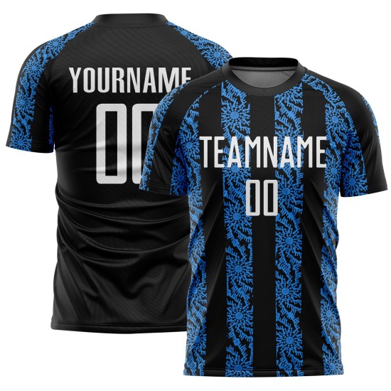 Sublimation Abstrakt Weiß-Pulver Schwarz Fußball Jersey Custom Blau Form Uniform Sublimation Abstrakt Weiß-Pulver Schwarz Fußball Jersey Custom Blau Form Uniform