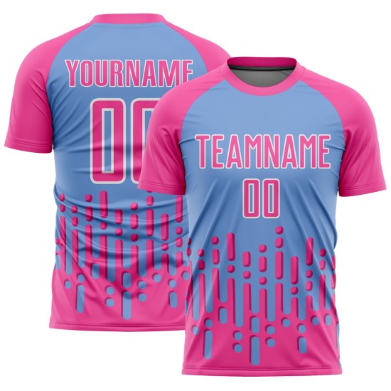 Wave Sublimation Light Uniform Rosa Fußballtrikot Blau-Weiß Custom Fluid Abstract Wave Sublimation Light Uniform Rosa Fußballtrikot Blau-Weiß Custom Fluid Abstract