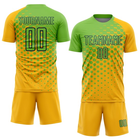 Jersey Uniform Gold Neon Grün-Navy Custom Fußball Sublimation Jersey Uniform Gold Neon Grün-Navy Custom Fußball Sublimation