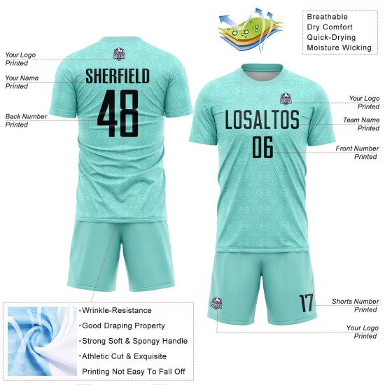 Eis Fußball Sublimation Geometrische Jersey Formen Benutzerdefinierte Schwarz Uniform Blau Eis Fußball Sublimation Geometrische Jersey Formen Benutzerdefinierte Schwarz Uniform Blau