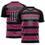 Und Linie Fußball Benutzerdefinierte Schwarz Sublimation Rosa-Weiß Formen Jersey Uniform Und Linie Fußball Benutzerdefinierte Schwarz Sublimation Rosa-Weiß Formen Jersey Uniform