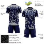 Sublimationstrikot Fußball Custom Navy Grau Uniform Sublimationstrikot Fußball Custom Navy Grau Uniform