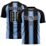 Uniform Hellblau-Weiß Custom Line Jersey Sublimation Fußball Schwarz Uniform Hellblau-Weiß Custom Line Jersey Sublimation Fußball Schwarz