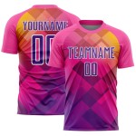 Rosa Fußball Formen Geometrische Lila-Weiß Uniform Custom Jersey Sublimation Rosa Fußball Formen Geometrische Lila-Weiß Uniform Custom Jersey Sublimation
