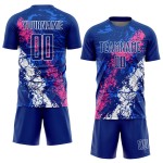 Benutzerdefinierte tropfende Sublimation Kunst rosa-weiß Jersey Fußball Royal Uniform Splatter Benutzerdefinierte tropfende Sublimation Kunst rosa-weiß Jersey Fußball Royal Uniform Splatter