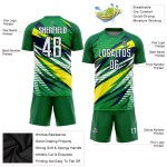 Benutzerdefinierte grün-weiße Sublimationsuniform Fußball-Gelb-Marine-Trikot Benutzerdefinierte grün-weiße Sublimationsuniform Fußball-Gelb-Marine-Trikot