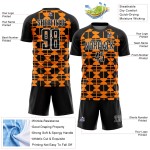 Uniform Schwarz Formen Orange-Weiß Sublimation Fußball Jersey Bay Geometrisch Benutzerdefinierte Uniform Schwarz Formen Orange-Weiß Sublimation Fußball Jersey Bay Geometrisch Benutzerdefinierte