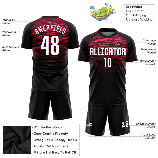 Benutzerdefinierte weiß-rote Trikot Uniform Sublimation Fußball schwarz Benutzerdefinierte weiß-rote Trikot Uniform Sublimation Fußball schwarz