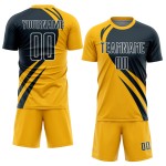 Curve Navy-Weiß Sublimation Gold Custom Lines Fußball Uniform Trikot Curve Navy-Weiß Sublimation Gold Custom Lines Fußball Uniform Trikot