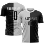 Sublimation Uniform Fußball Mode Grau Split Schwarz-Weiß Custom Jersey Sublimation Uniform Fußball Mode Grau Split Schwarz-Weiß Custom Jersey