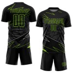 Linien Sublimation Fußball Grün Custom Jersey Uniform Neon Schwarz Linien Sublimation Fußball Grün Custom Jersey Uniform Neon Schwarz