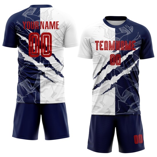 Uniform Soccer Custom Graffiti Scratch Rot-Marine Muster Sublimation Jersey Uniform Soccer Custom Graffiti Scratch Rot-Marine Muster Sublimation Jersey