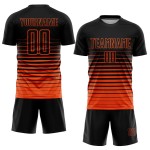 Fußball Custom Uniform Nadelstreifen Sublimation Jersey Schwarz Orange Mode Verblassen Fußball Custom Uniform Nadelstreifen Sublimation Jersey Schwarz Orange Mode Verblassen