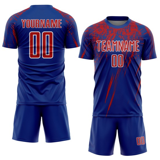 Sublimation Rot-Weiß Custom Jersey Uniform Fußball Royal Sublimation Rot-Weiß Custom Jersey Uniform Fußball Royal