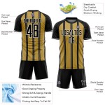 Linie Schwarz Gold-Weiß Custom Fußball Alte Uniform Trikot Sublimation Linie Schwarz Gold-Weiß Custom Fußball Alte Uniform Trikot Sublimation